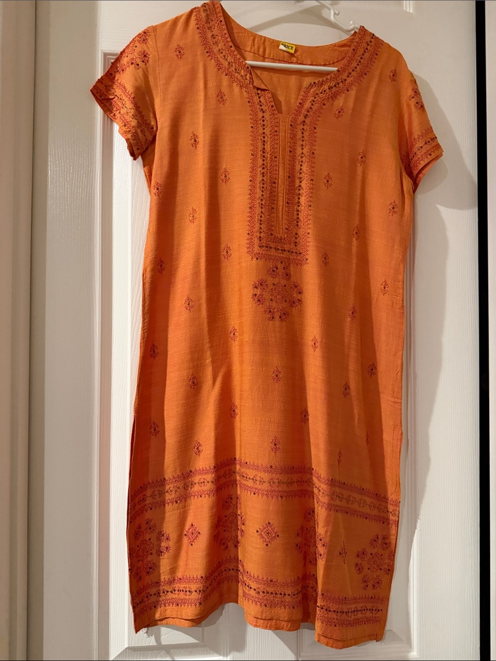 Orange EmbroideredTunic/kurta